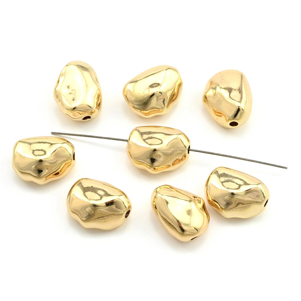 бмф9-з Бусина мятая фриформ 9*7мм, позолота, шт