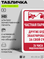 Табличка для парковки "Частная парковка, другие автомобили будут эвакуированы", для дома, офиса, организаций, 40х30 см, Silver Plane x Айдентика Технолоджи