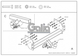 Фаркоп оцинкованный Galia N049A для Nissan Cabstar платформа 2006-, Renault Maxity платформа 2006-(паспорт и сертификат в комплекте)(без электрики)