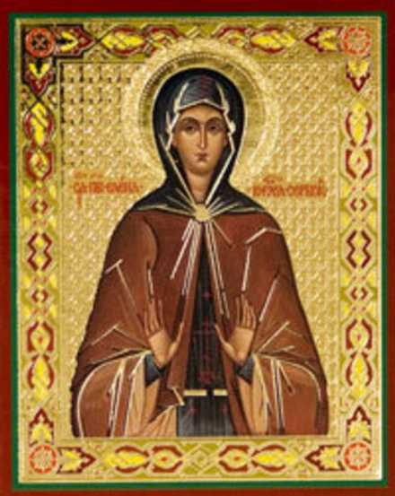 Икона на деревянной основе Елена прп. королева Сербская 8х6 с тиснением золотой фольгой, в упаковке