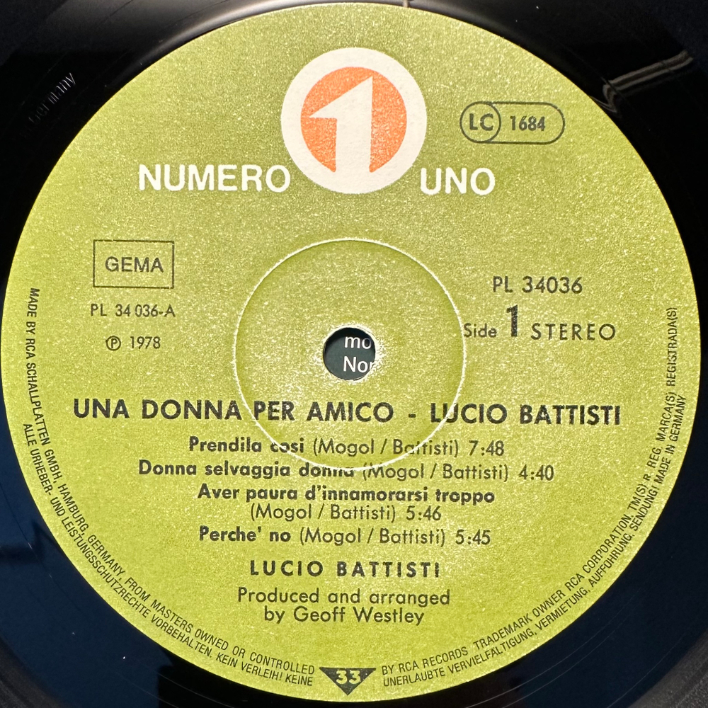 Lucio Battisti - Una Donna Per Amico (Германия 1978г.)
