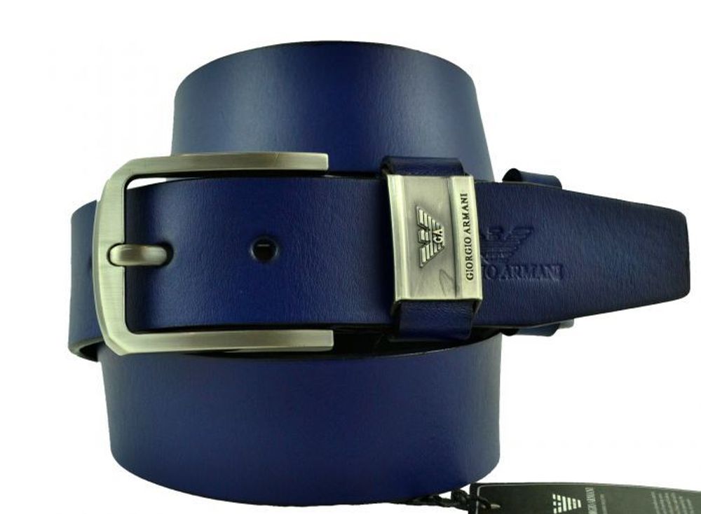 Ремень мужской джинсовый брендовый тёмно-синий 40 мм Armani (копия) 40brend-KZ-218