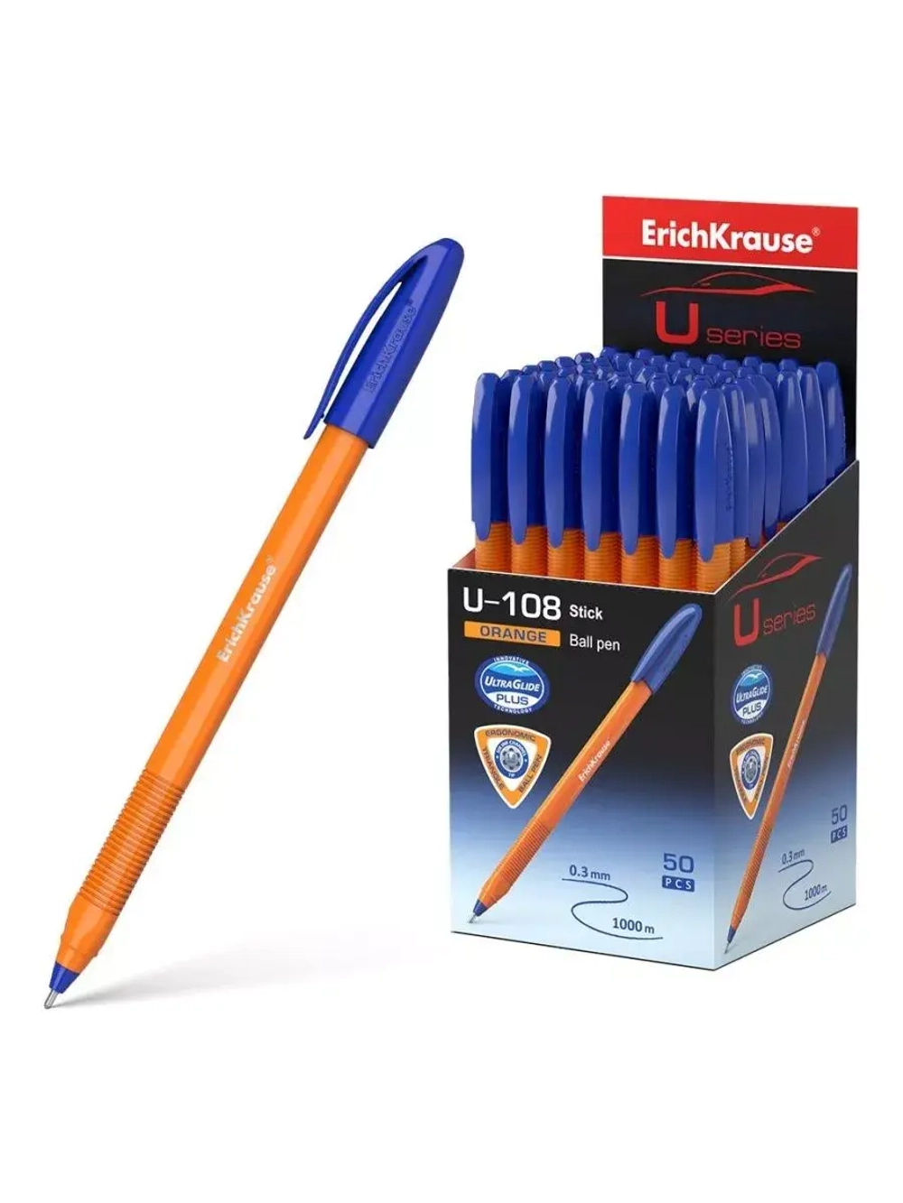 Ручка шариковая U-108 Orange Stick, синяя, 50 шт.