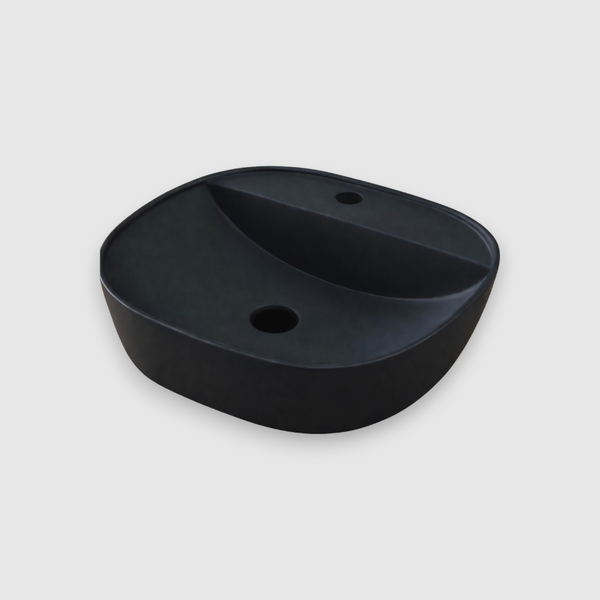 Раковина накладная овальная, с полочкой для смесителя 405x405x120 мм SPIN 40 CG.23596 матовый черный