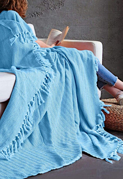 Плед-покрывало из хлопка "Venera", Ёлочка, цвет Голубой
