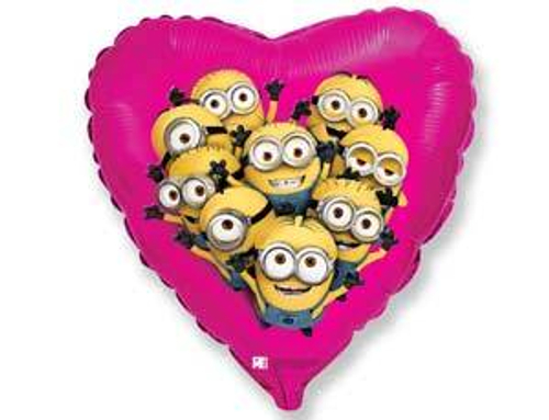 Шар фольга 18" "Миньоны" Сердце