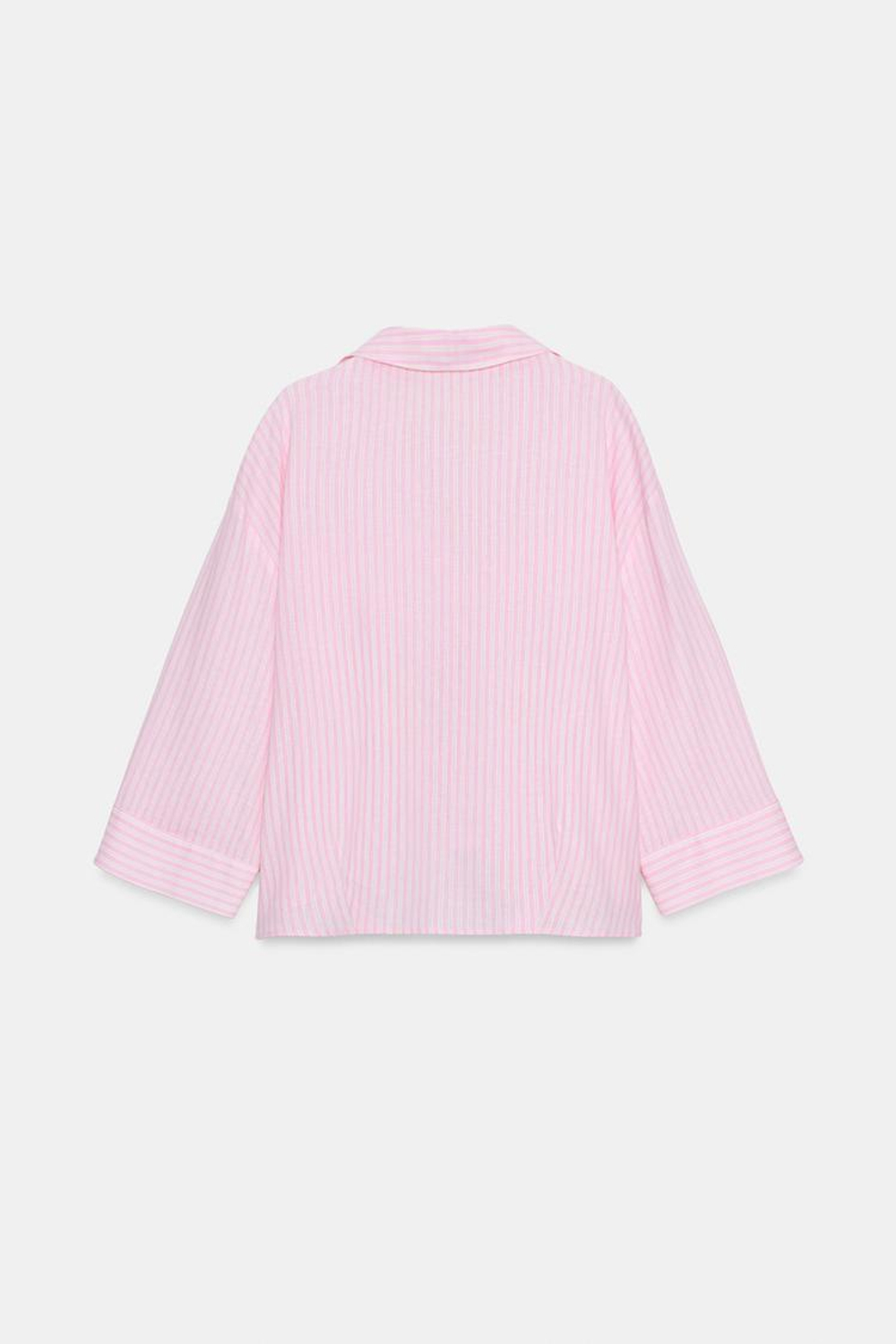 ZARA СВОБОДНАЯ РУБАШКА ИЗ ЛЬНА, РОЗОВЫЙ/БЕЛЫЙ