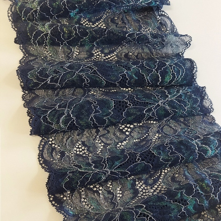 Кружево эластичное, синий "хамелеон"