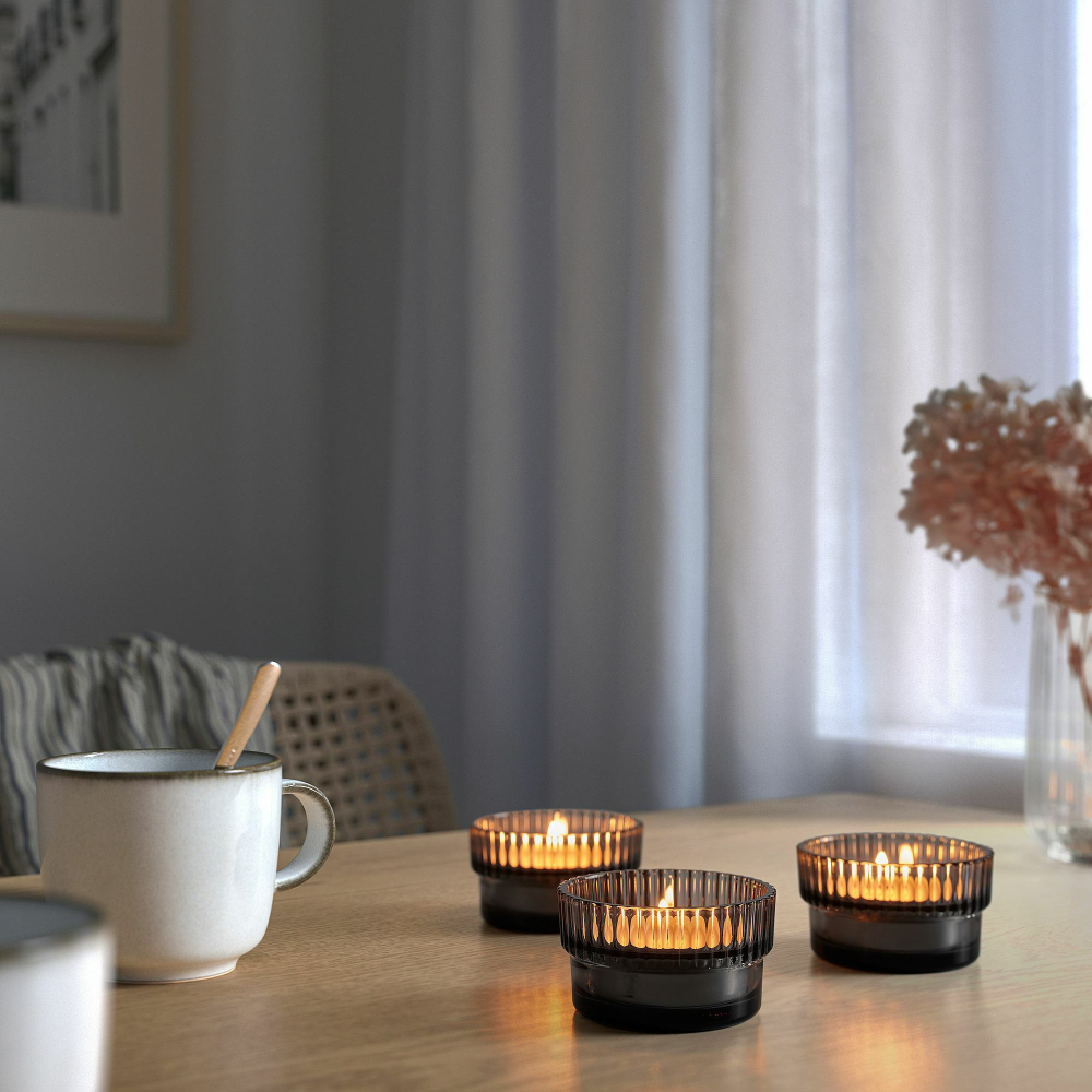 Набор подсвечников IKEA GRADVIS (ГРАДВИС), Серый, Стекло, 4,5 см, 3 шт