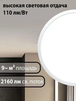 Люстра потолочная светодиодная 24 Вт / светильник потолочный накладной настенный круглый для кухни, спальни, ванной, гостиной, прихожей