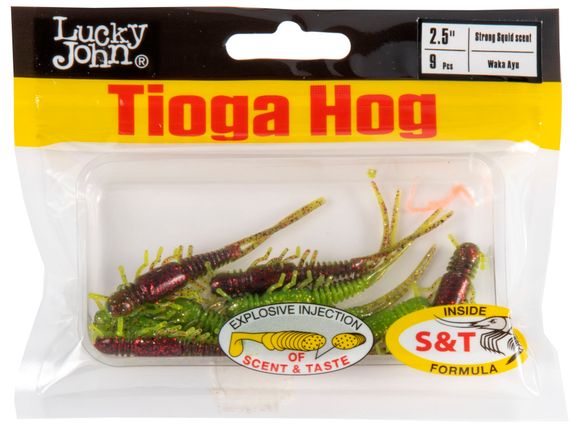 Виброхвосты съедобные LJ Pro Series TIOGA HOG 2.5in (6,35 см), цв. T44, 9 шт.