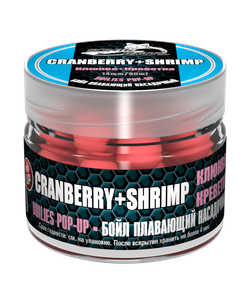 Бойлы насад. плав. Sonik Baits CRANBERRY-SHRIMP Fluo Pop-ups 14мм 90мл