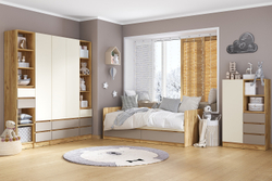 Шкаф Челси Color, Слоновая кость, Глиняный серый, Дуб крафт