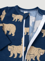 Утеплённый комбинезон с открытой ножкой Mjölk Sleep and Play Бурые мишки, уценка