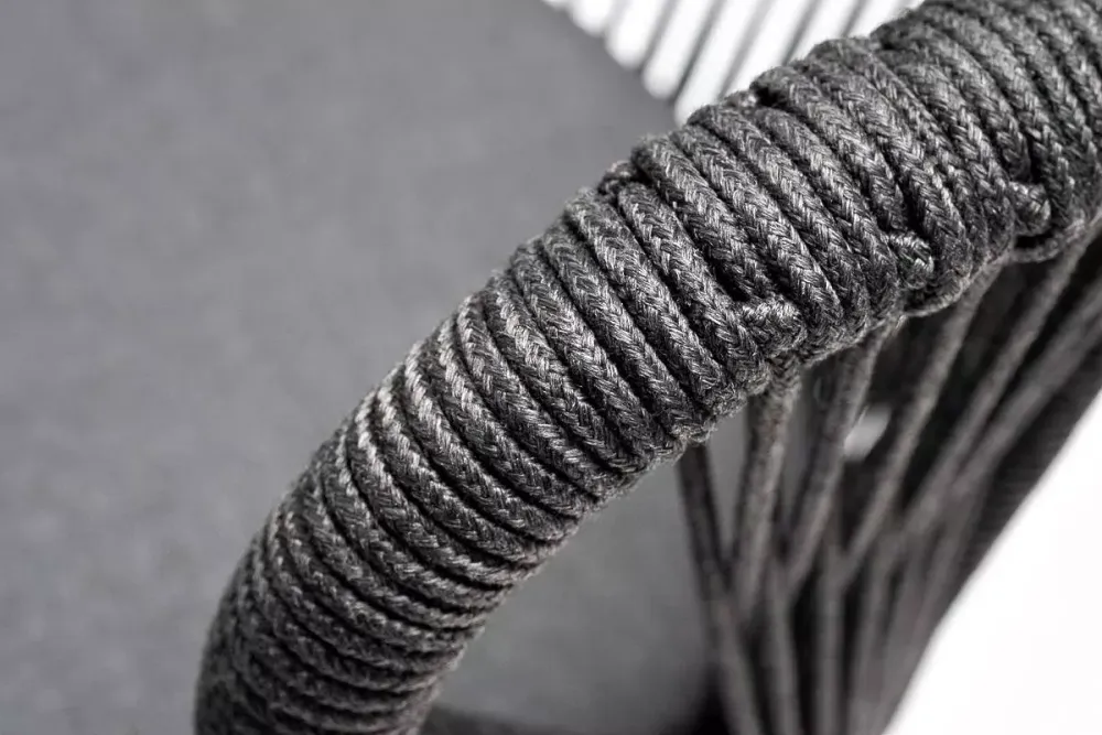 "Венето" обеденная группа на 6 персон со стульями "Милан", каркас темно-серый, роуп темно-серый