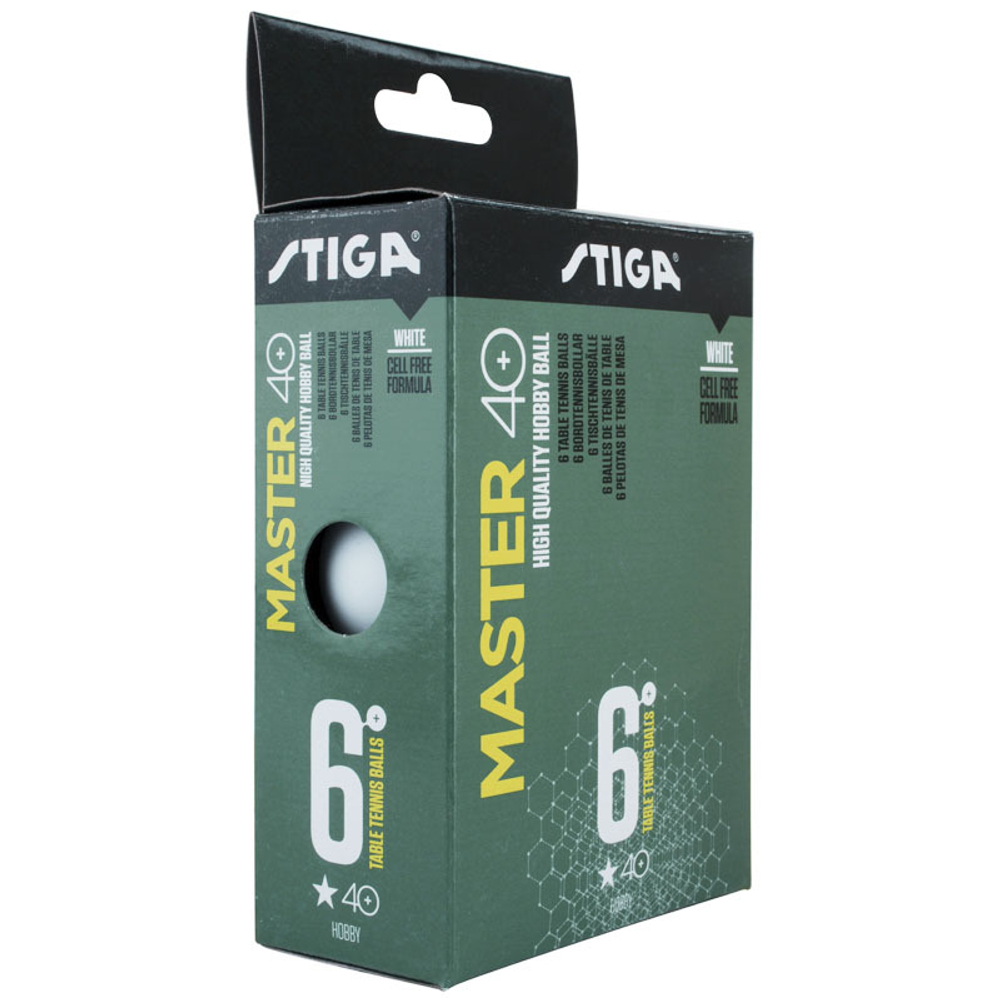 Мяч для настольного тенниса Stiga Master ABS 1*,1111-2410-06, диаметр 40+мм, упаковка 6 шт