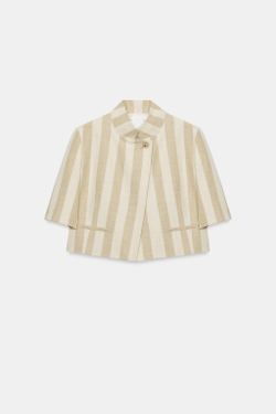ZARA УКОРОЧЕННЫЙ БЛЕЙЗЕР С КОРОТКИМИ РУКАВАМИ — ZW COLLECTION, ЭКРЮ/БЕЖЕВЫЙ