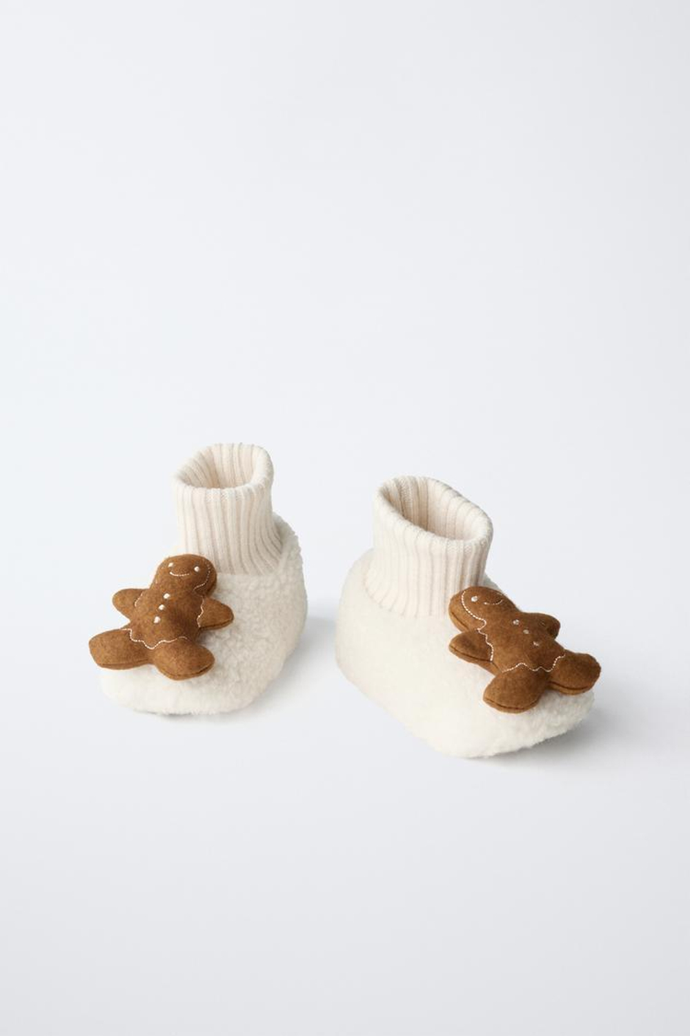 ZARA ДОМАШНИЕ ТАПОЧКИ GINGERBREAD, ЭКРЮ