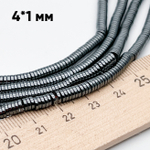 Гематит Рондель бусины (имитация), цвет черный, размер 1*4 мм, цена за отрезок 19 см (1/2 нити)