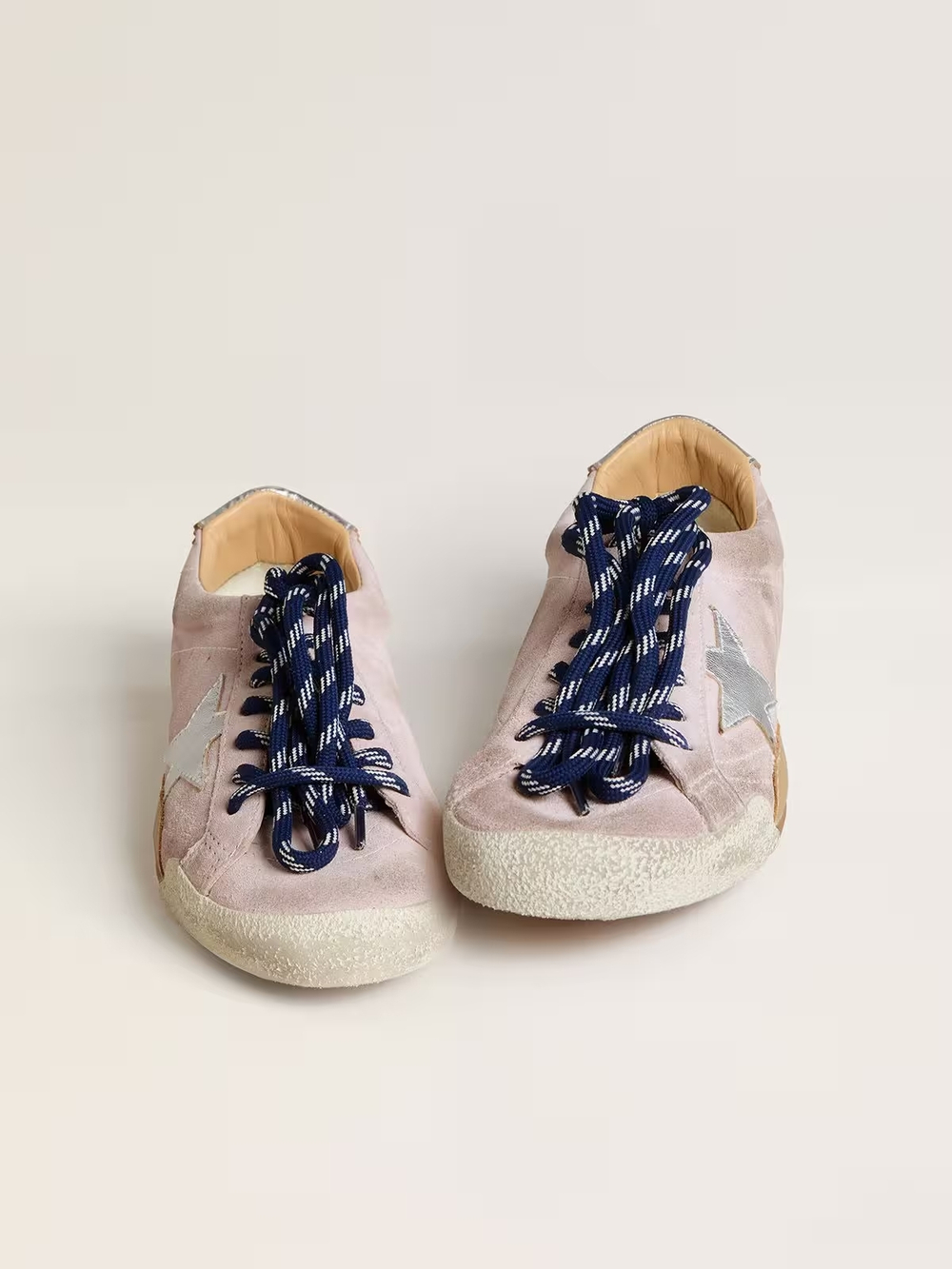 True Star in pastel pink suede with silver star and heel tab