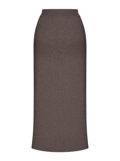 Женская юбка коричневого цвета из 100% шерсти - фото 3