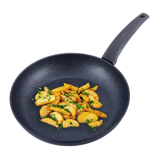 Сковорода 28 см. из кованного алюминия Kamille KM-4123 с антипригарным покрытием PTFE чёрный мрамор