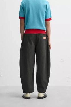 ZARA X HARRY LAMBERT ШИРОКИЕ БРЮКИ, ТЕМНО-КОРИЧНЕВЫЙ