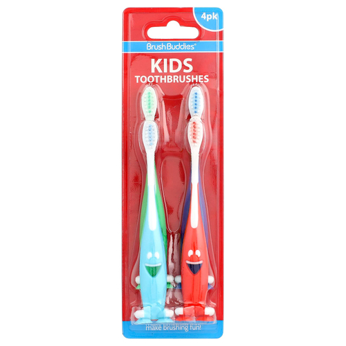 Brush Buddies, Smart Care, детская зубная щетка, упаковка с 4 щетками