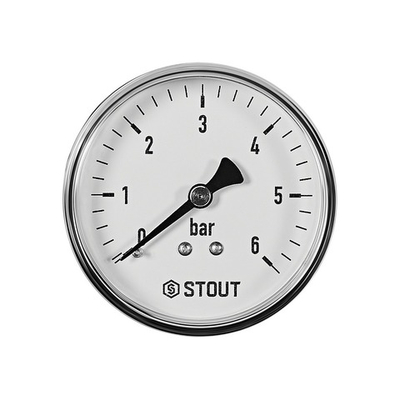 Манометр аксиальный STOUT - 1/4" (D63 мм, шкала 0-6 бар)