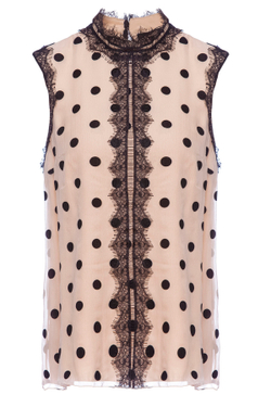 Шелковый топ в горошек