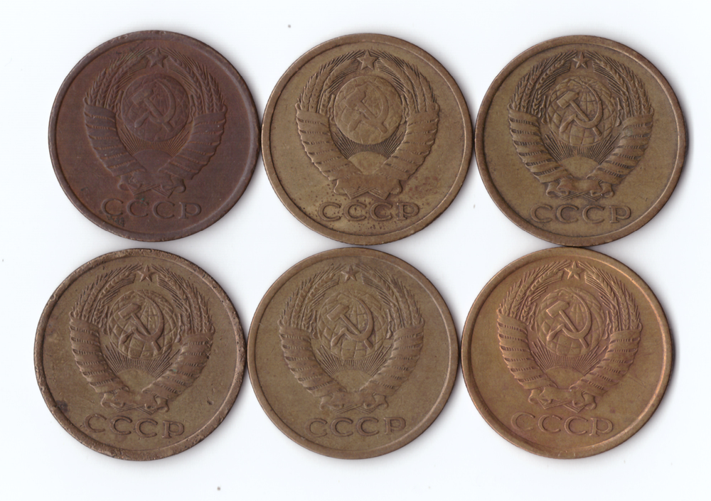 Набор монет (6шт) 5 копеек 1961,62,74,77,78,79гг. XF