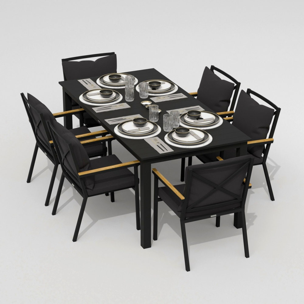 Обеденная группа Ideal Patio  ДОЛЛА ФЕСТА плюс каркас карбон, стол алюминий 180, ткань антрацит