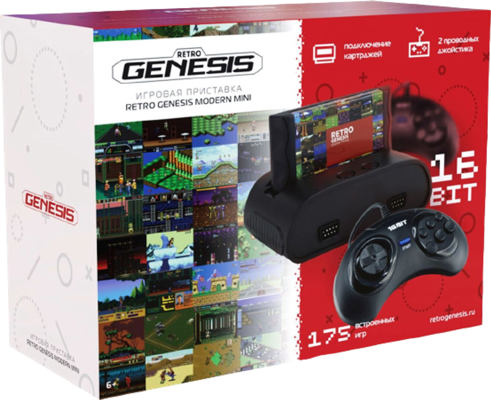 SEGA Retro Genesis Modern mini + 175 игр + 2 джойстика + картридж (серия DN, модель: DN-02)