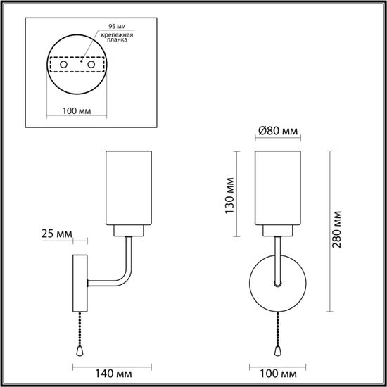 5640/1W COMFI LN23 000 чёрный, бронза Бра E14 1*40W 220V DALLIN