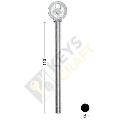 Заготовка ключа 14840 R08-12 ригель круглый ГРАВЕР