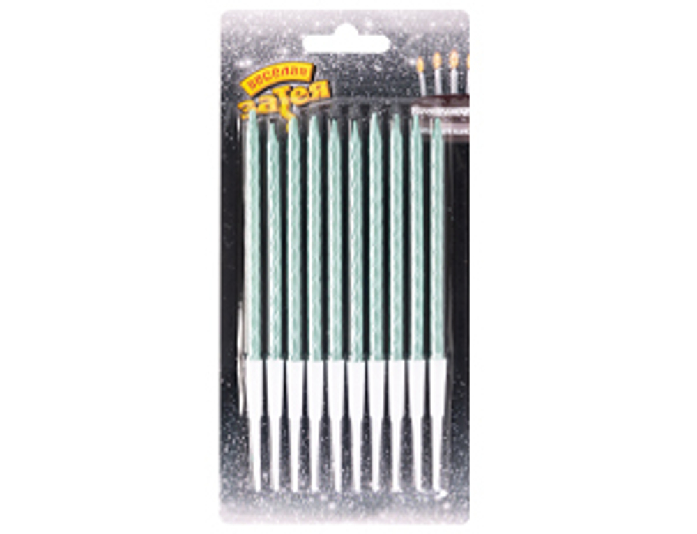 Свечи д/торта Бирюзов с подст 10см 10штG