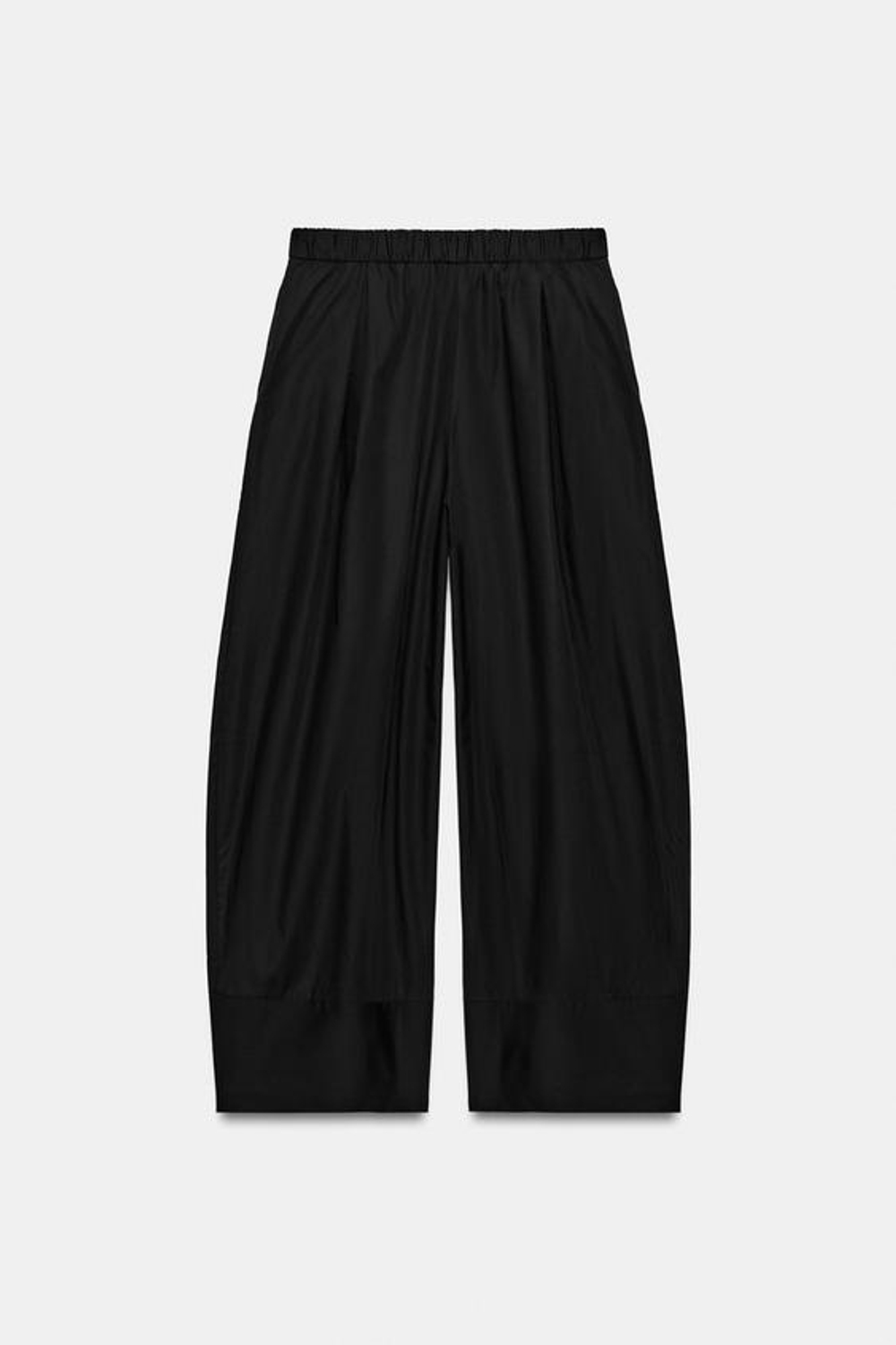 ZARA ШИРОКИЕ БРЮКИ ИЗ ПОПЛИНА, ЧЕРНЫЙ