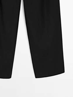Massimo Dutti Костюмные брюки из струящейся ткани с защипами, черный