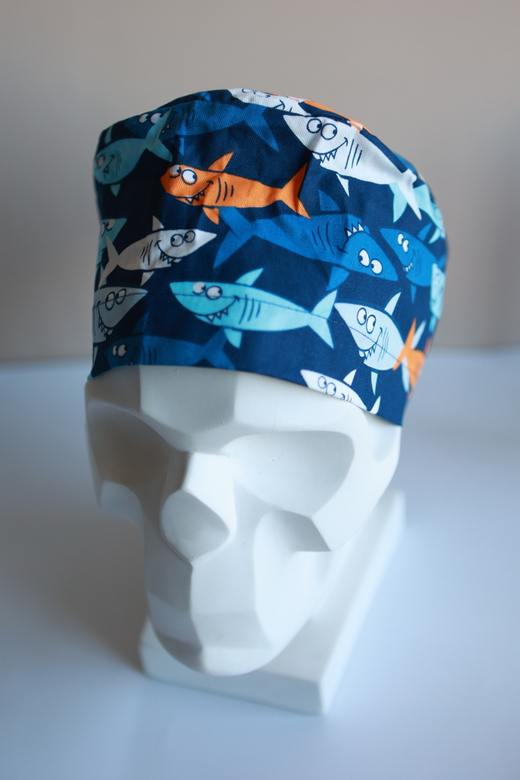 Медицинский колпак (Принт «Акулы на синем»)