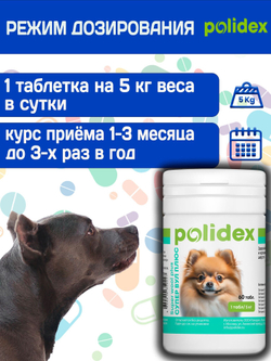 Polidex SuperWool Plus для собак, Кормовая добавка для улучшения состояния кожи, шерсти и когтей, а также для профилактики дерматитов у собак и щенков Полидекс Супер Вул плюс, 500таб