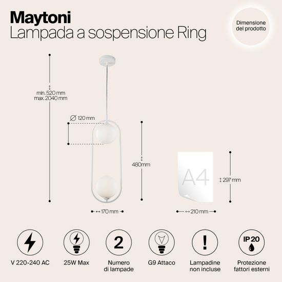 Подвесной светильник Maytoni MOD013PL-02W