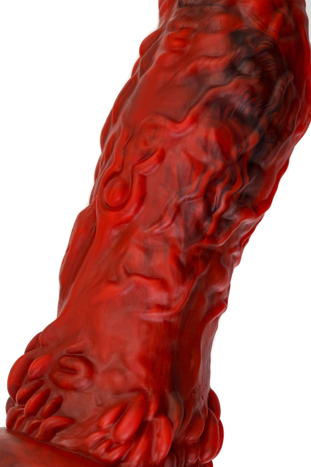 Силиконовый вибратор Monster Docus - 21,7 см. (Цвет: красный с черным)