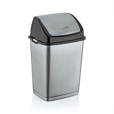 Контейнер для мусора с плавающей кр. "Фантазия" 50л 09705 черный-серебристый