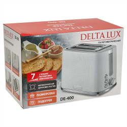 Тостер 900 Вт DELTA LUX DE-400 белый