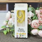 Свеча для торта цифра "9" золото