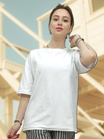 24421 Джемпер женский оверсайз кулирка с лайкрой белая (54)