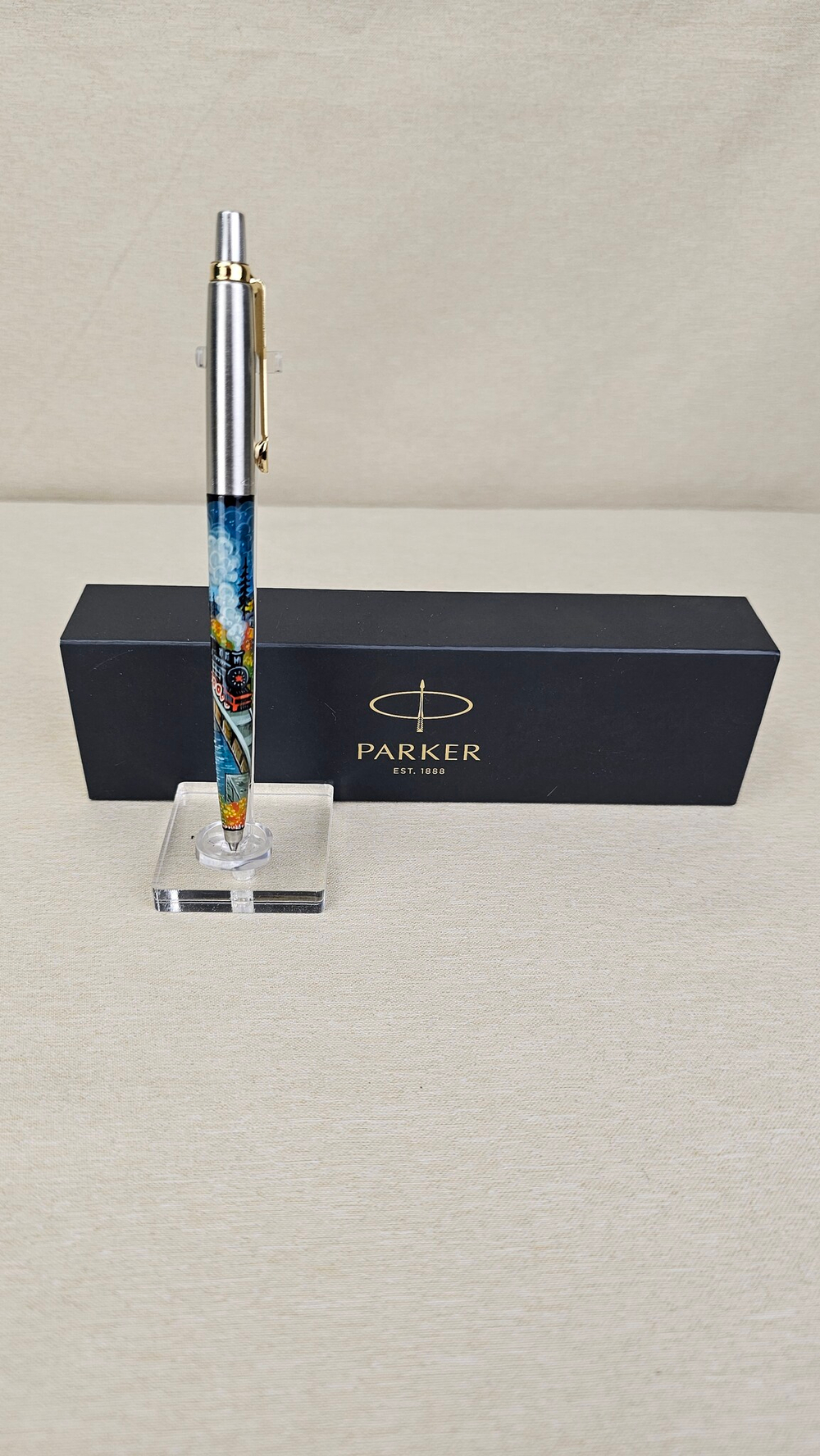 Ручка мал. "Паровоз. Подарок железнодорожнику" с ручной росписью Палех