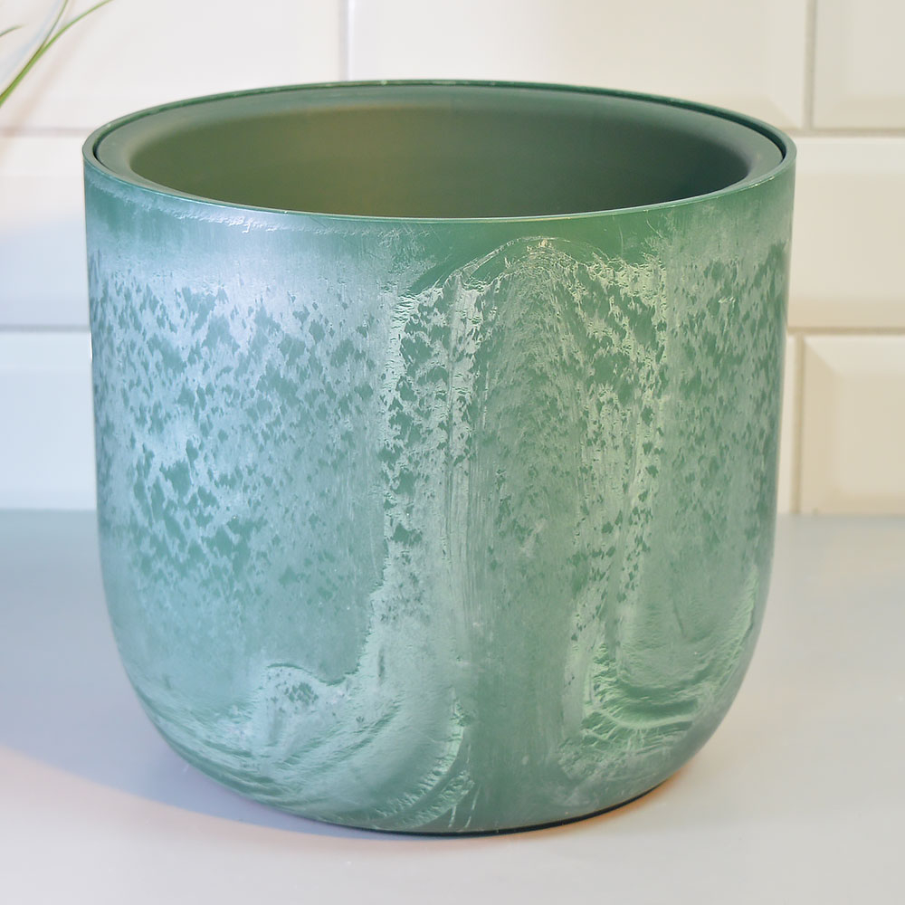 Кашпо Микрит 3,7л d220мм со вставкой, зеленый слайн