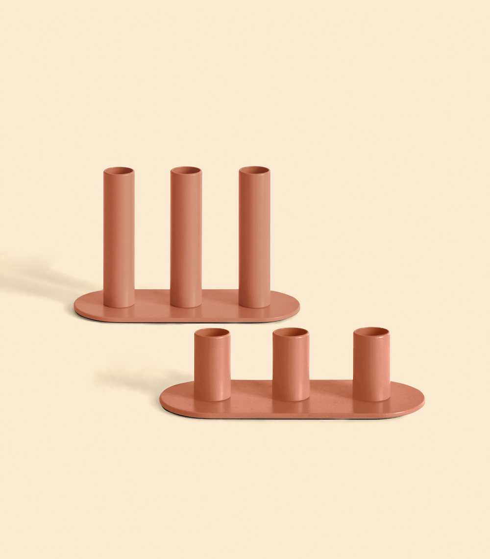 Подсвечник – Огонь тройной, Персиковый, 12,5 см | Delo