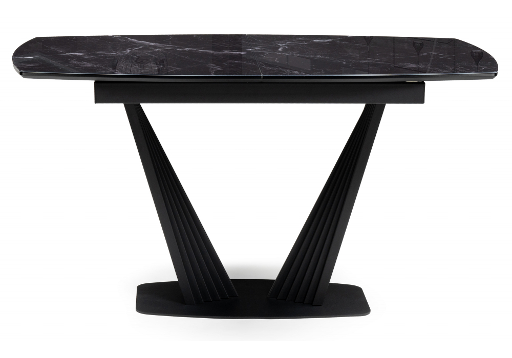 Стол стеклянный Woodville Вейл 140(180)х80 черный мрамор, черный